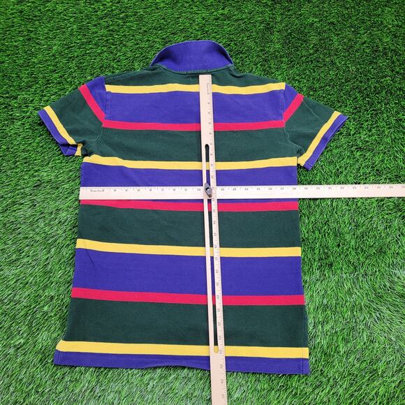 Ralph-Lauren Scribble Striped Polo Shirt S/M 18x25 Cropped - Picture 5 of 13